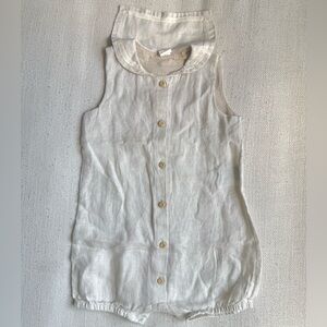 H&M Romper 2T Natural Linen Sailor Collar